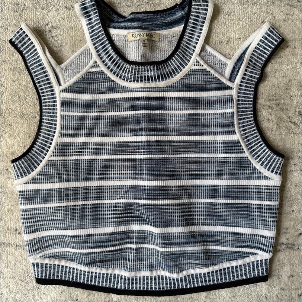 Ronny Kobo Wilhemina Striped Crop Top Sz S